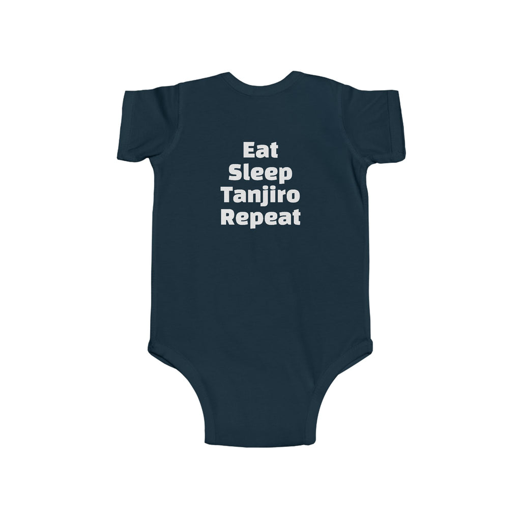 Tanjiro Baby Bodysuit — Chibi Demon Slayer Infant Onesie "Eat Sleep Tanjiro Repeat"