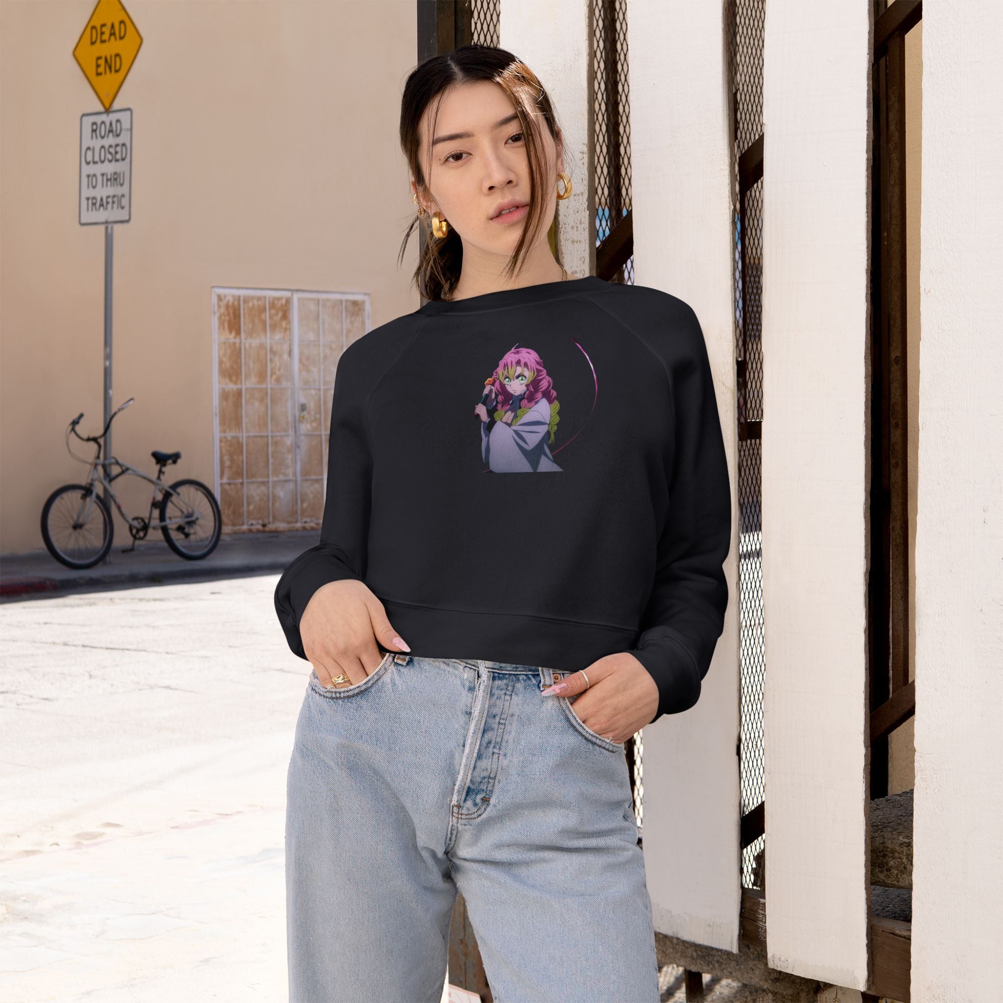 Demon Slayer Cropped Pullover — Love hashira mitsuri Graphic
