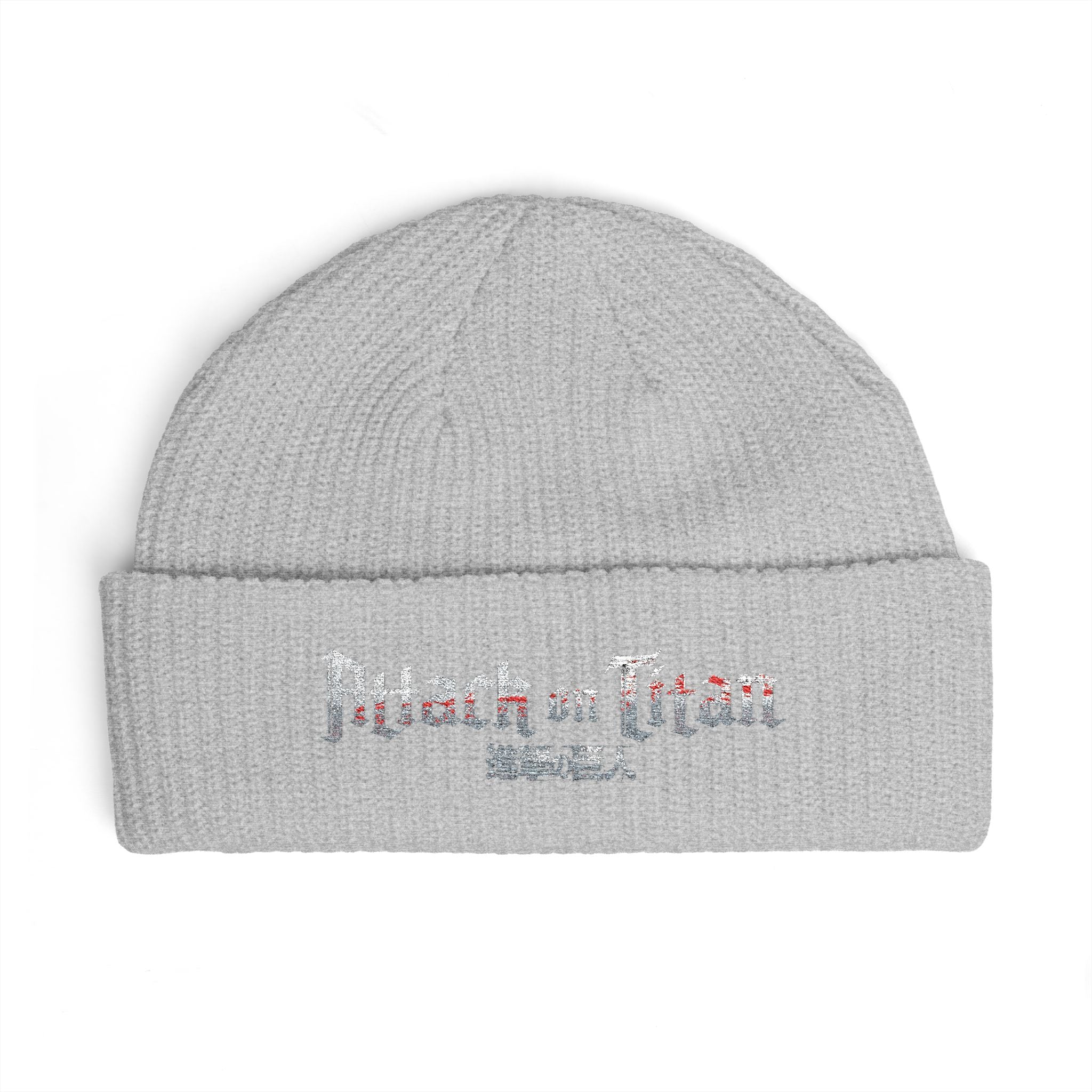 Attack on Titan Cuff Beanie — Embroidered Anime Knit Hat