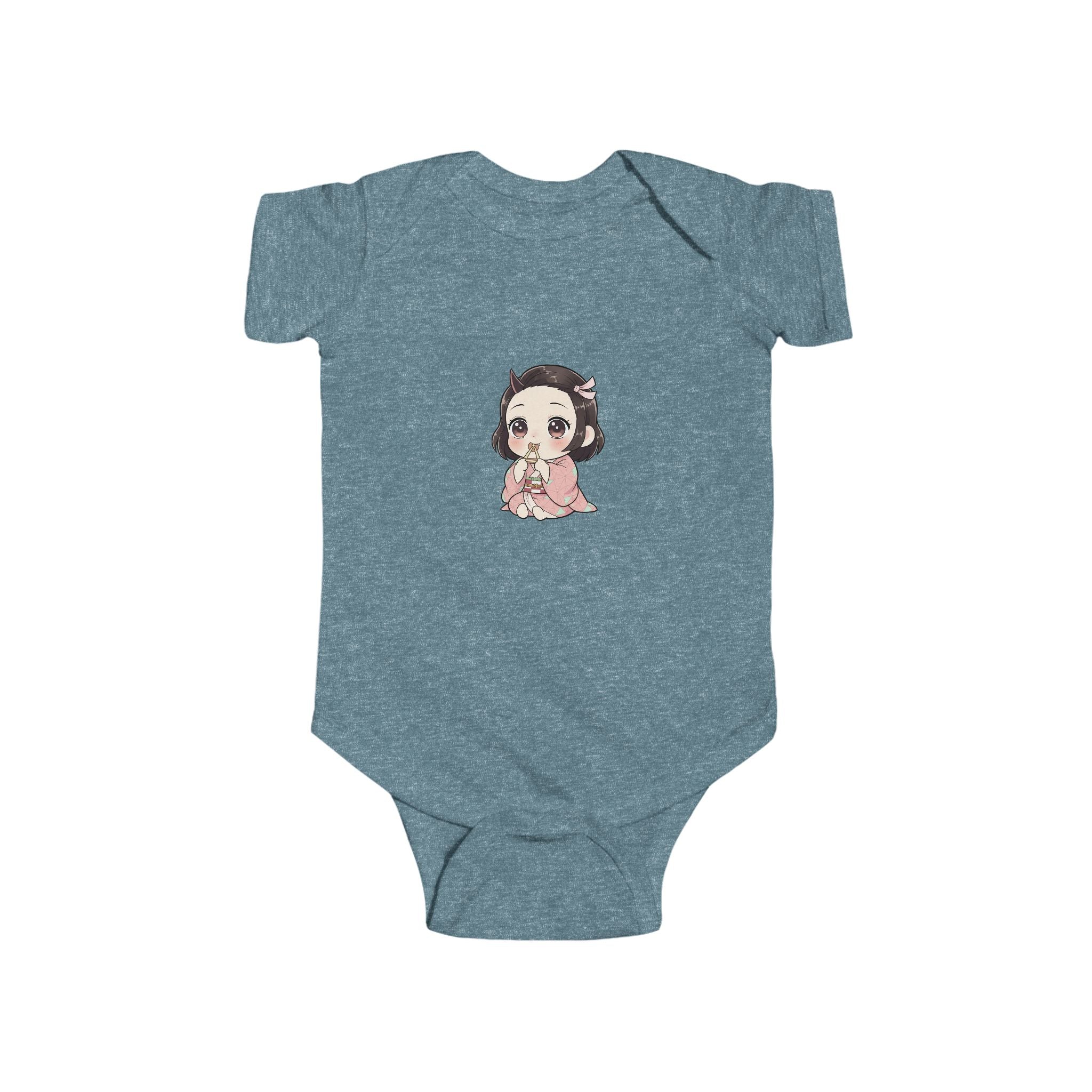Nezuko Infant Bodysuit - Cute Chibi Character "Eat Sleep Nezuko Repeat" Baby Onesie