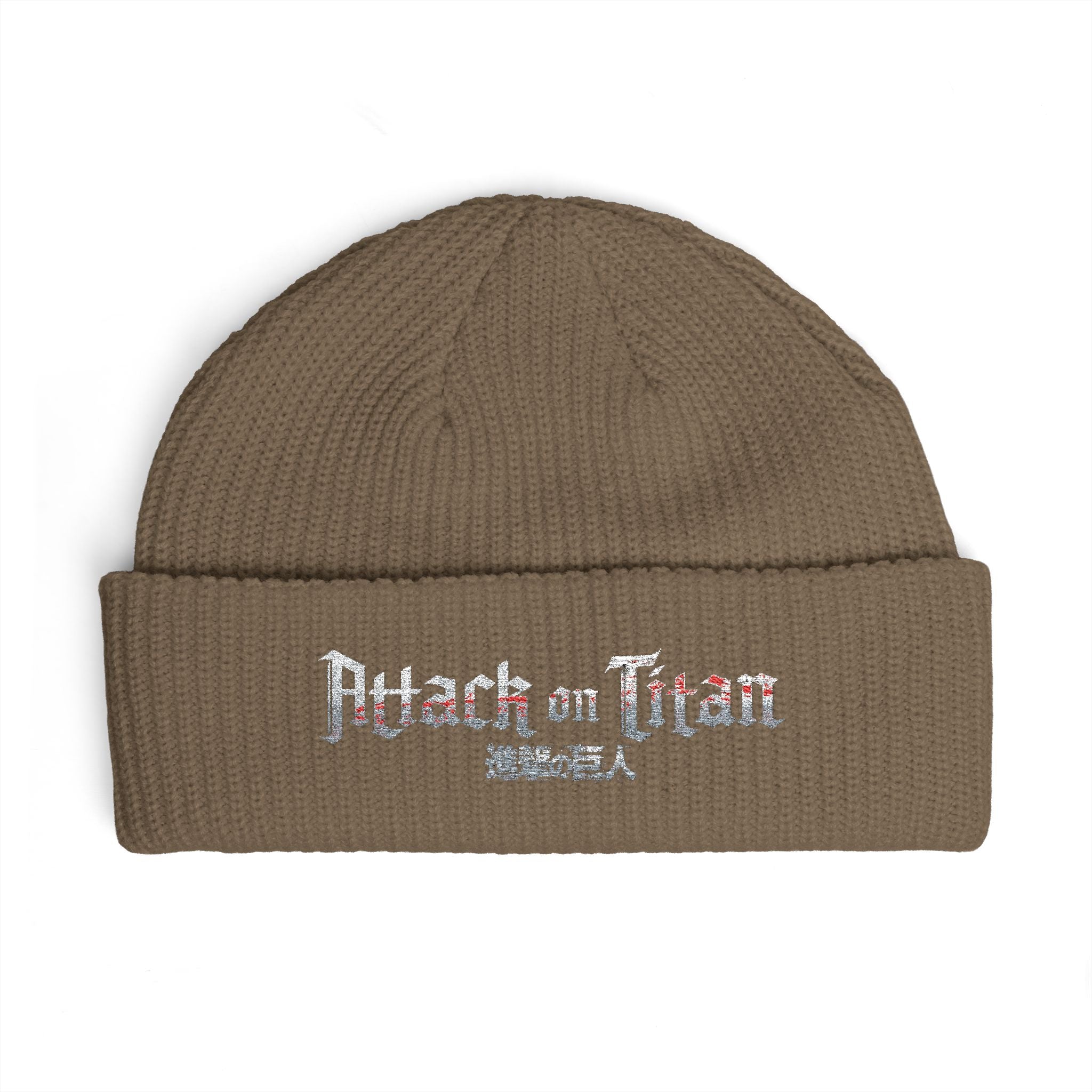 Attack on Titan Cuff Beanie — Embroidered Anime Knit Hat