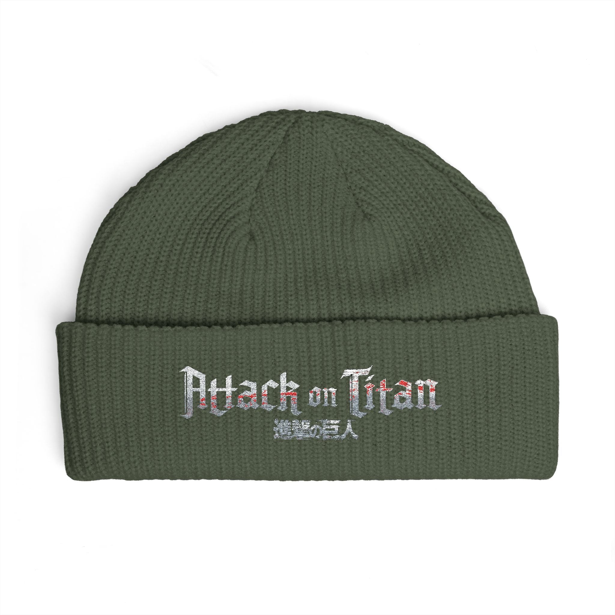 Attack on Titan Cuff Beanie — Embroidered Anime Knit Hat