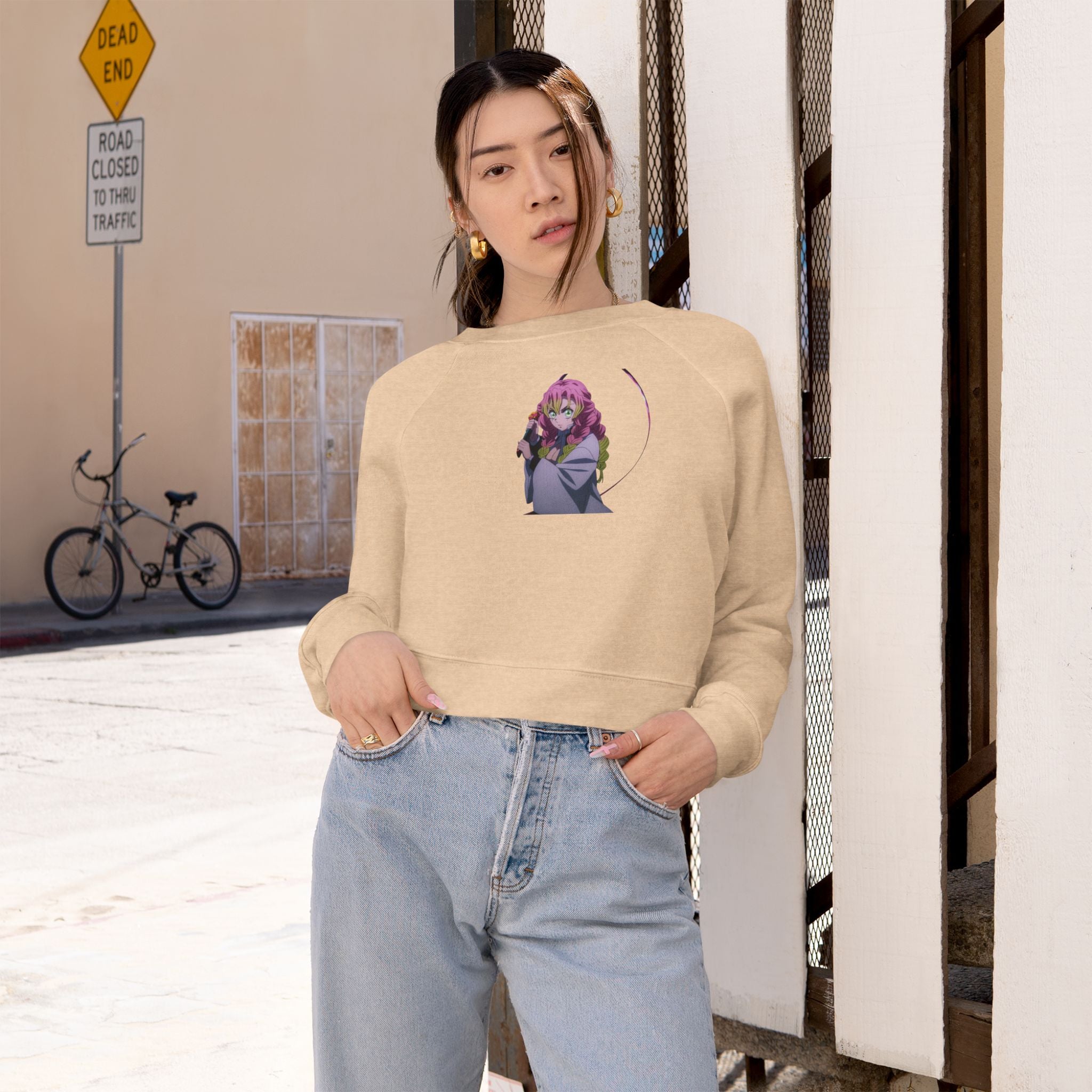 Demon Slayer Cropped Pullover — Love hashira mitsuri Graphic