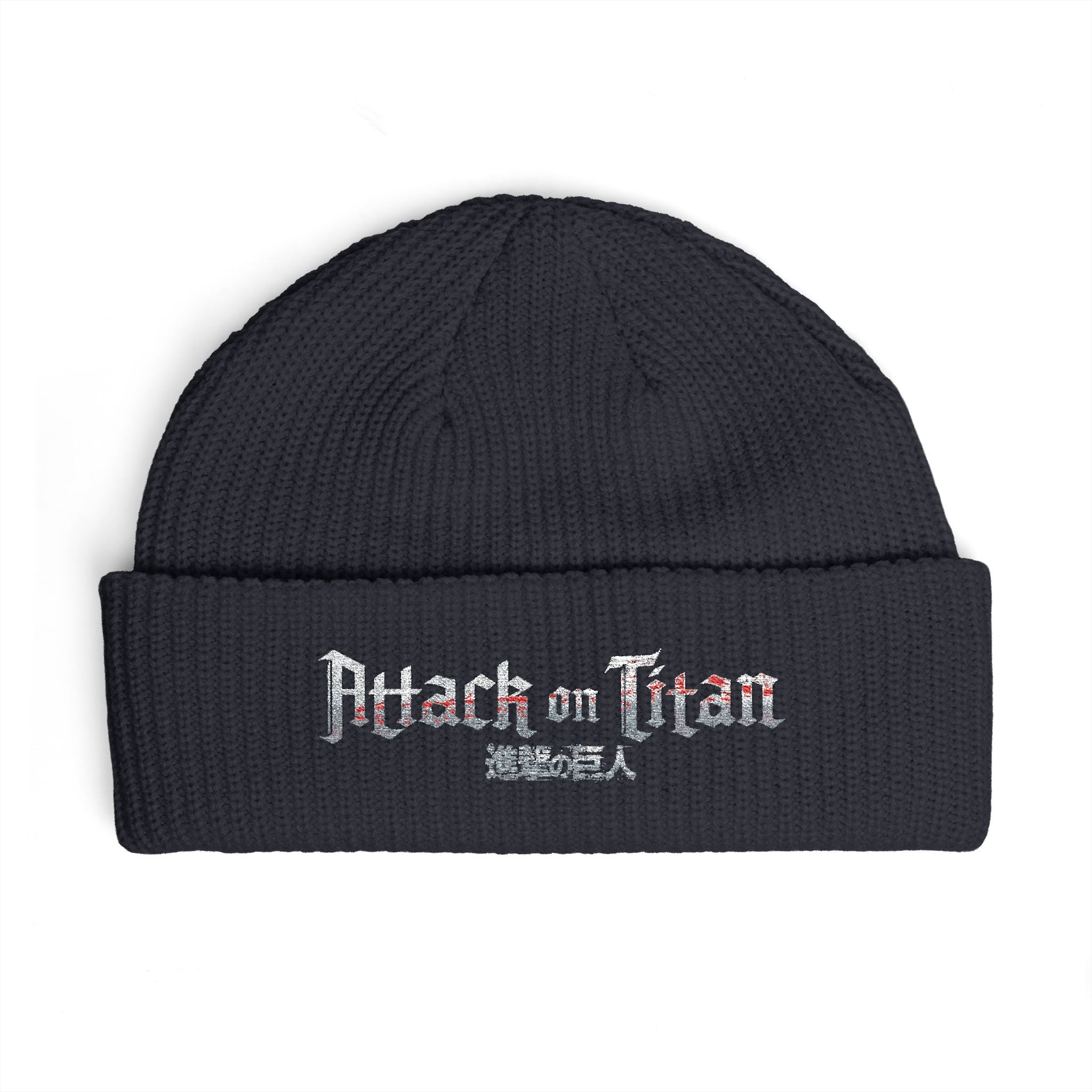 Attack on Titan Cuff Beanie — Embroidered Anime Knit Hat
