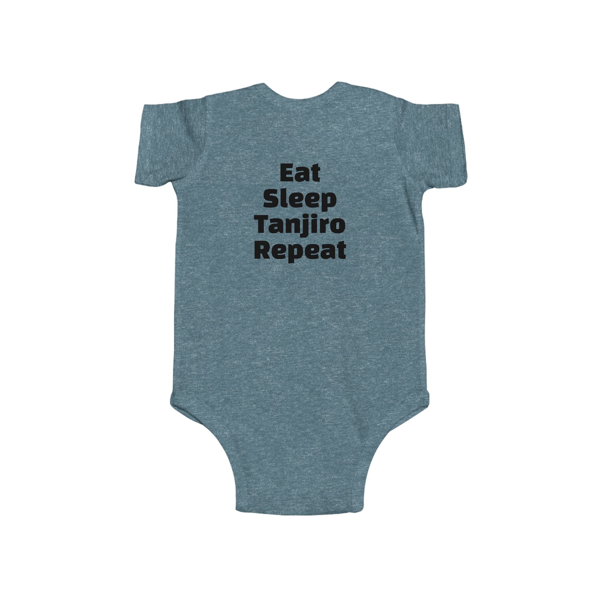 Tanjiro Baby Bodysuit — Chibi Demon Slayer Infant Onesie "Eat Sleep Tanjiro Repeat"