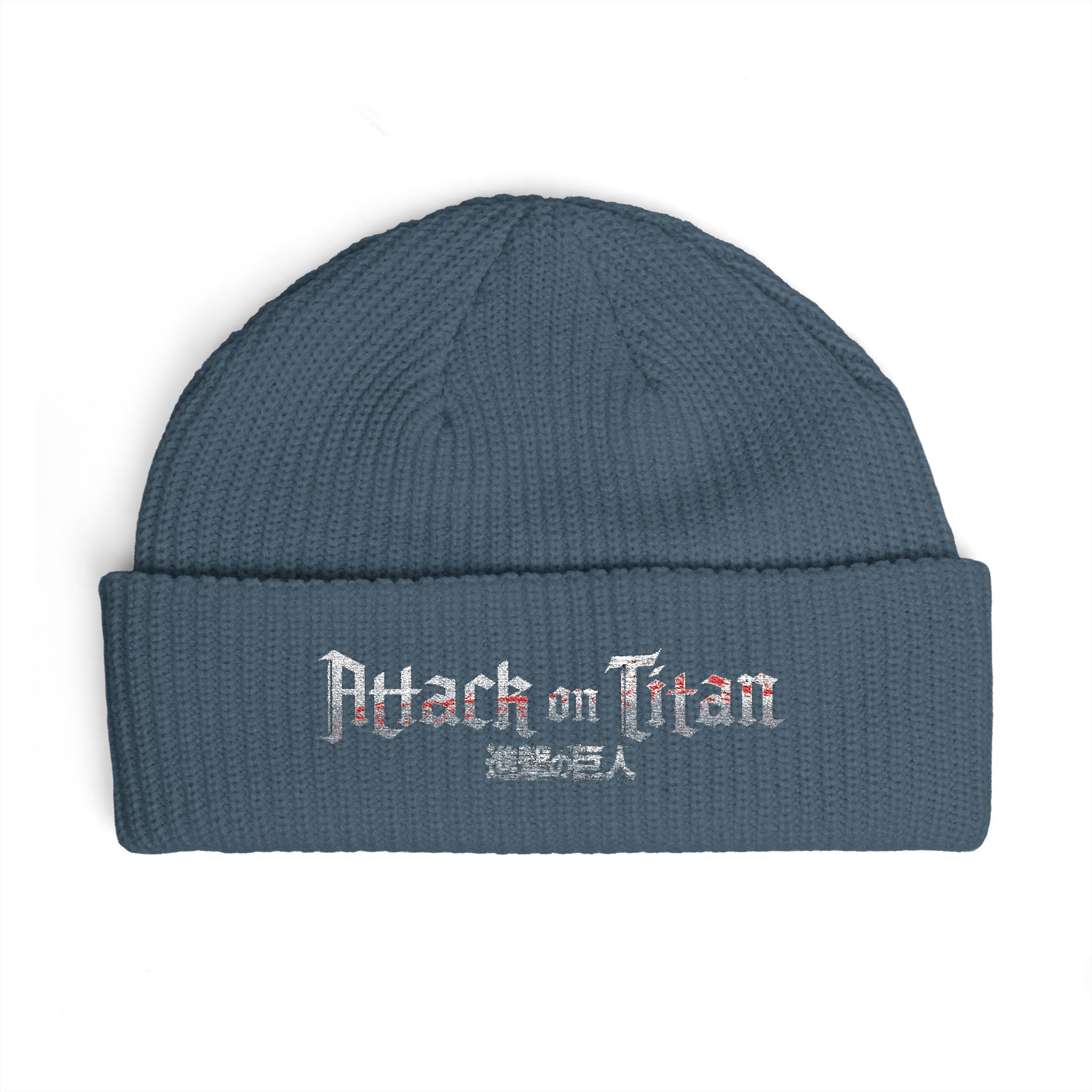 Attack on Titan Cuff Beanie — Embroidered Anime Knit Hat