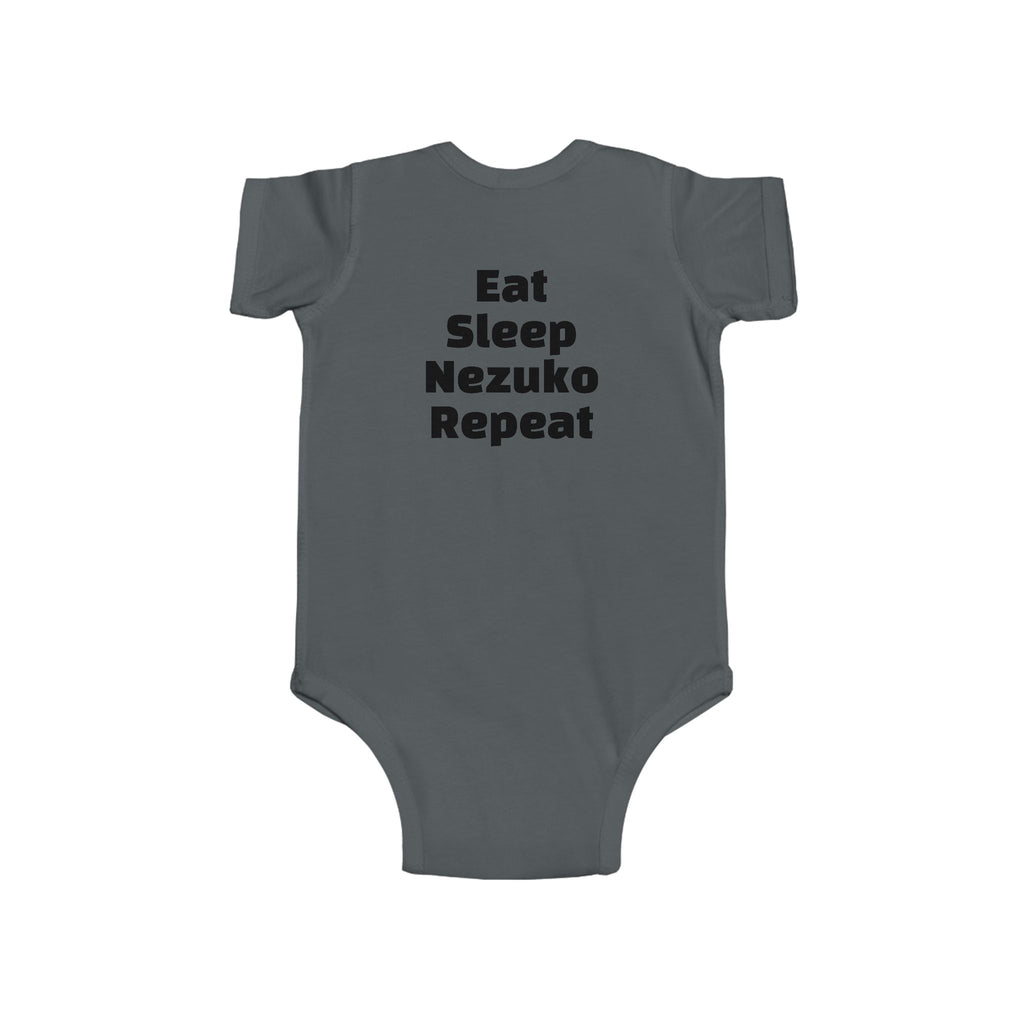 Nezuko Infant Bodysuit - Cute Chibi Character "Eat Sleep Nezuko Repeat" Baby Onesie