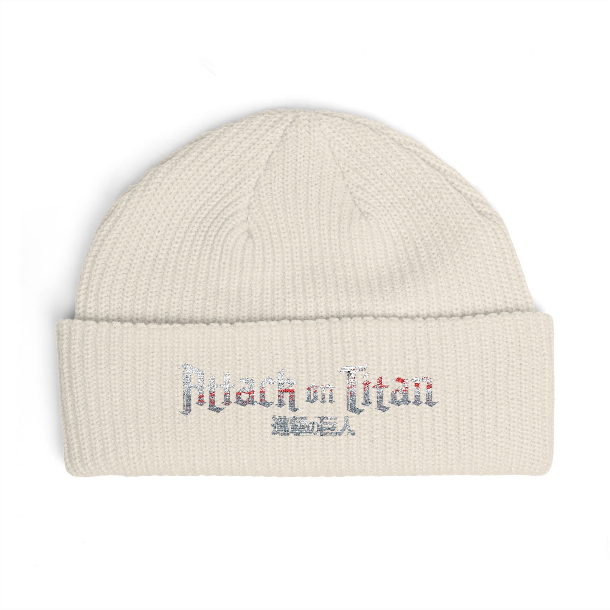 Attack on Titan Cuff Beanie — Embroidered Anime Knit Hat