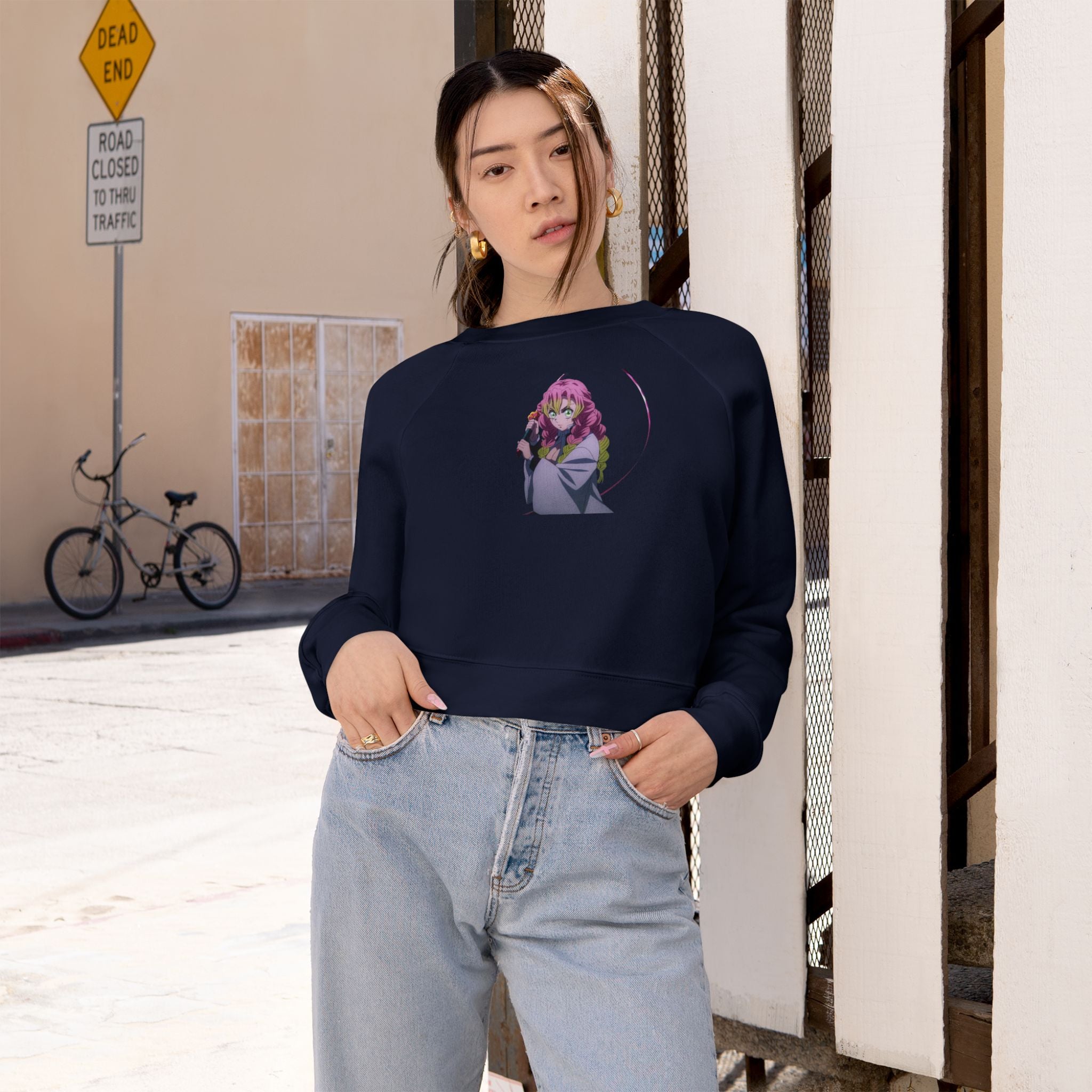 Demon Slayer Cropped Pullover — Love hashira mitsuri Graphic