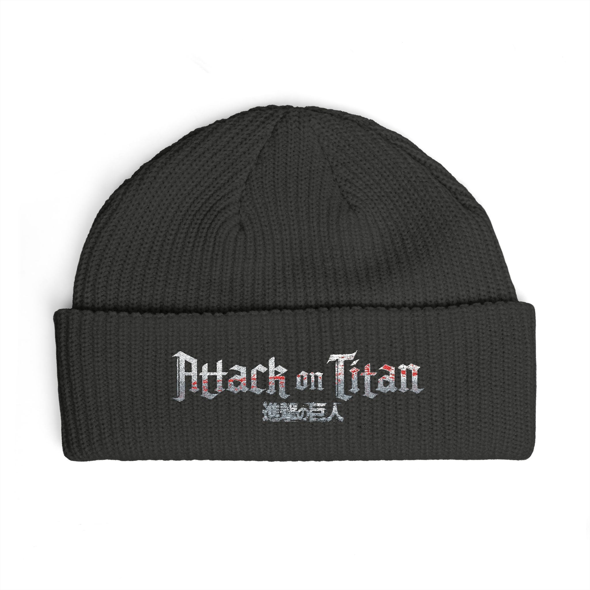 Attack on Titan Cuff Beanie — Embroidered Anime Knit Hat