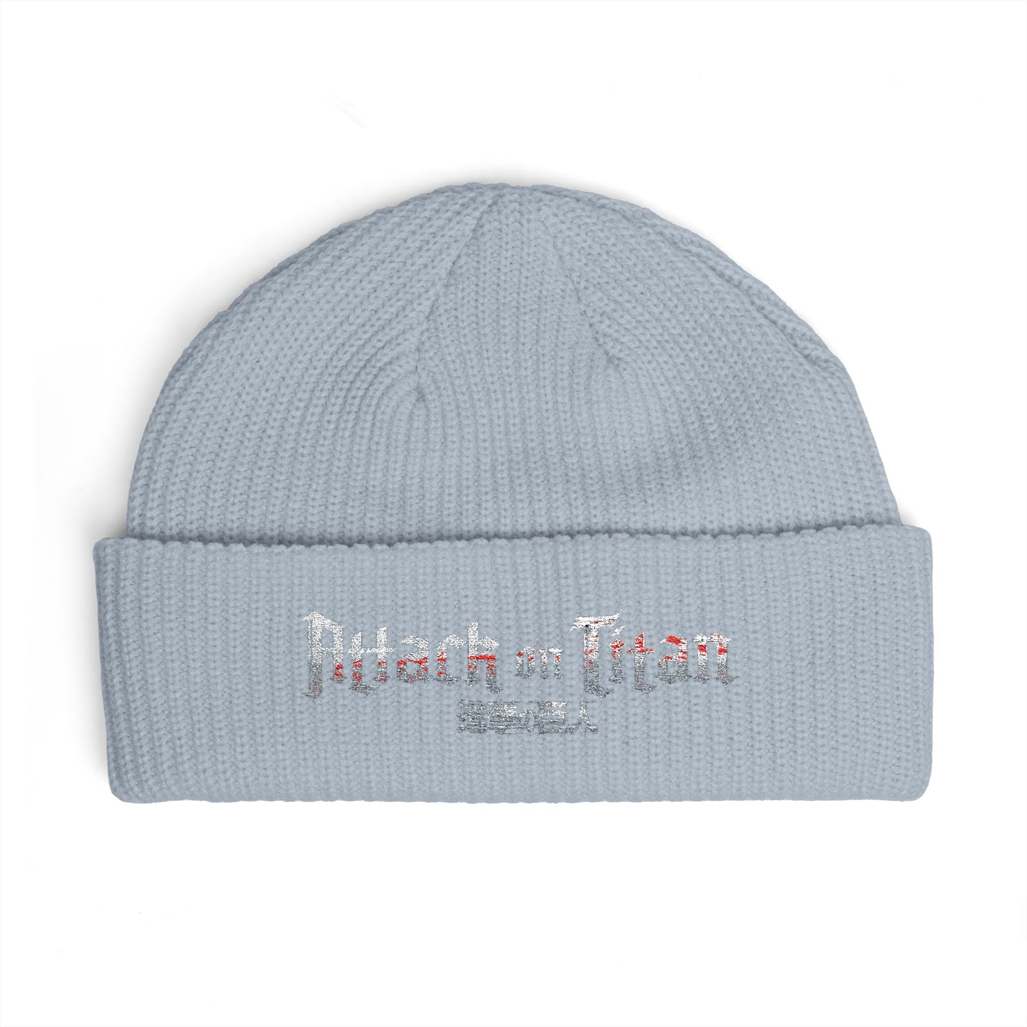 Attack on Titan Cuff Beanie — Embroidered Anime Knit Hat