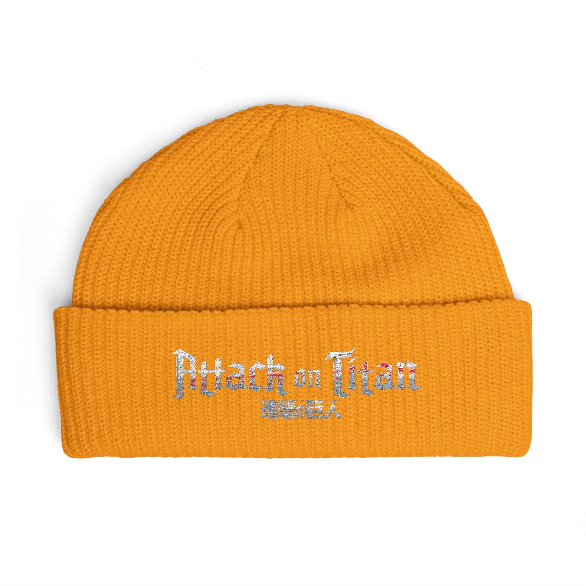 Attack on Titan Cuff Beanie — Embroidered Anime Knit Hat