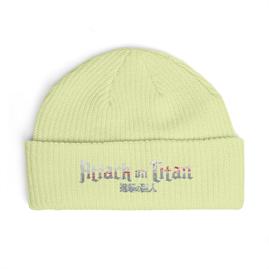 Attack on Titan Cuff Beanie — Embroidered Anime Knit Hat