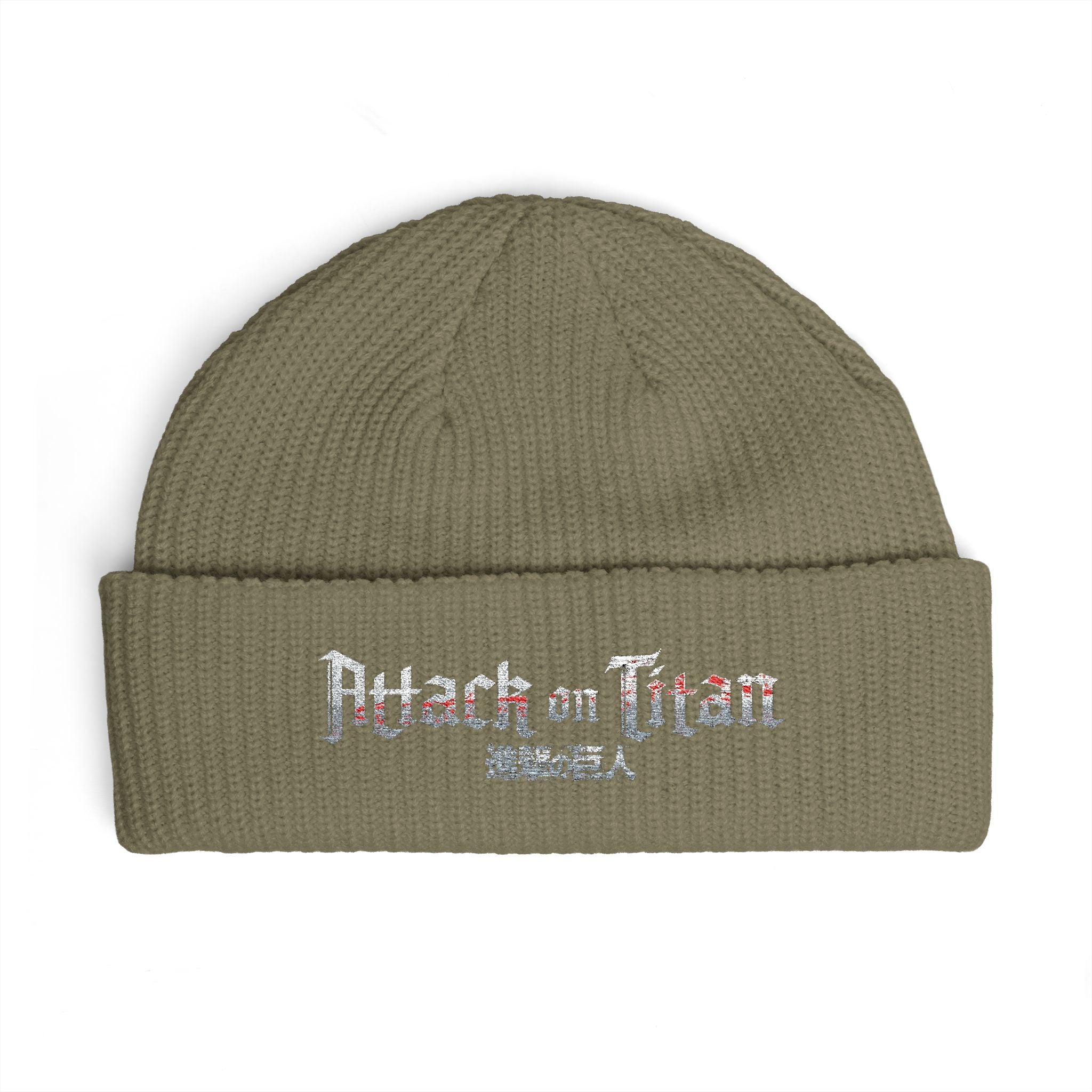 Attack on Titan Cuff Beanie — Embroidered Anime Knit Hat