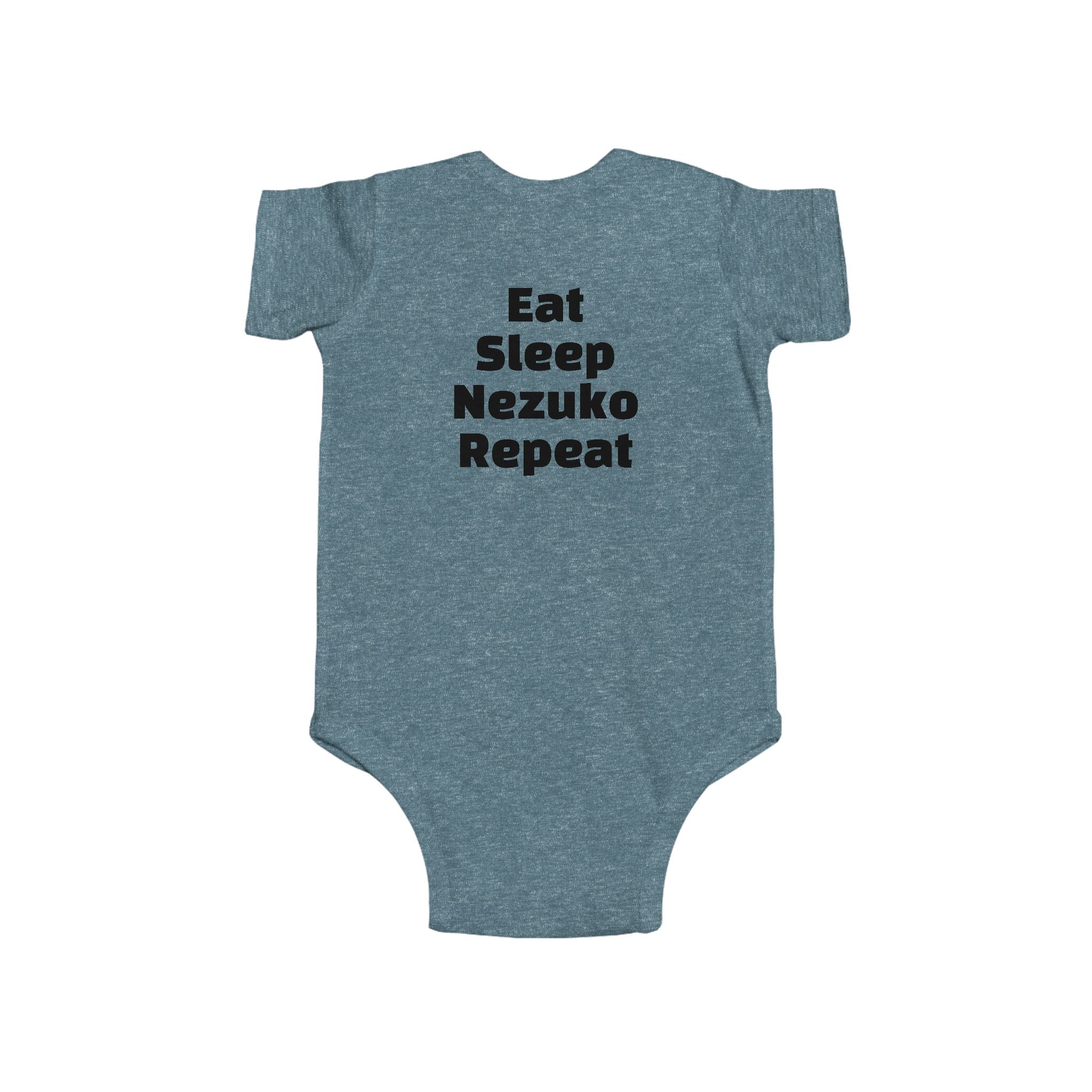 Nezuko Infant Bodysuit - Cute Chibi Character "Eat Sleep Nezuko Repeat" Baby Onesie