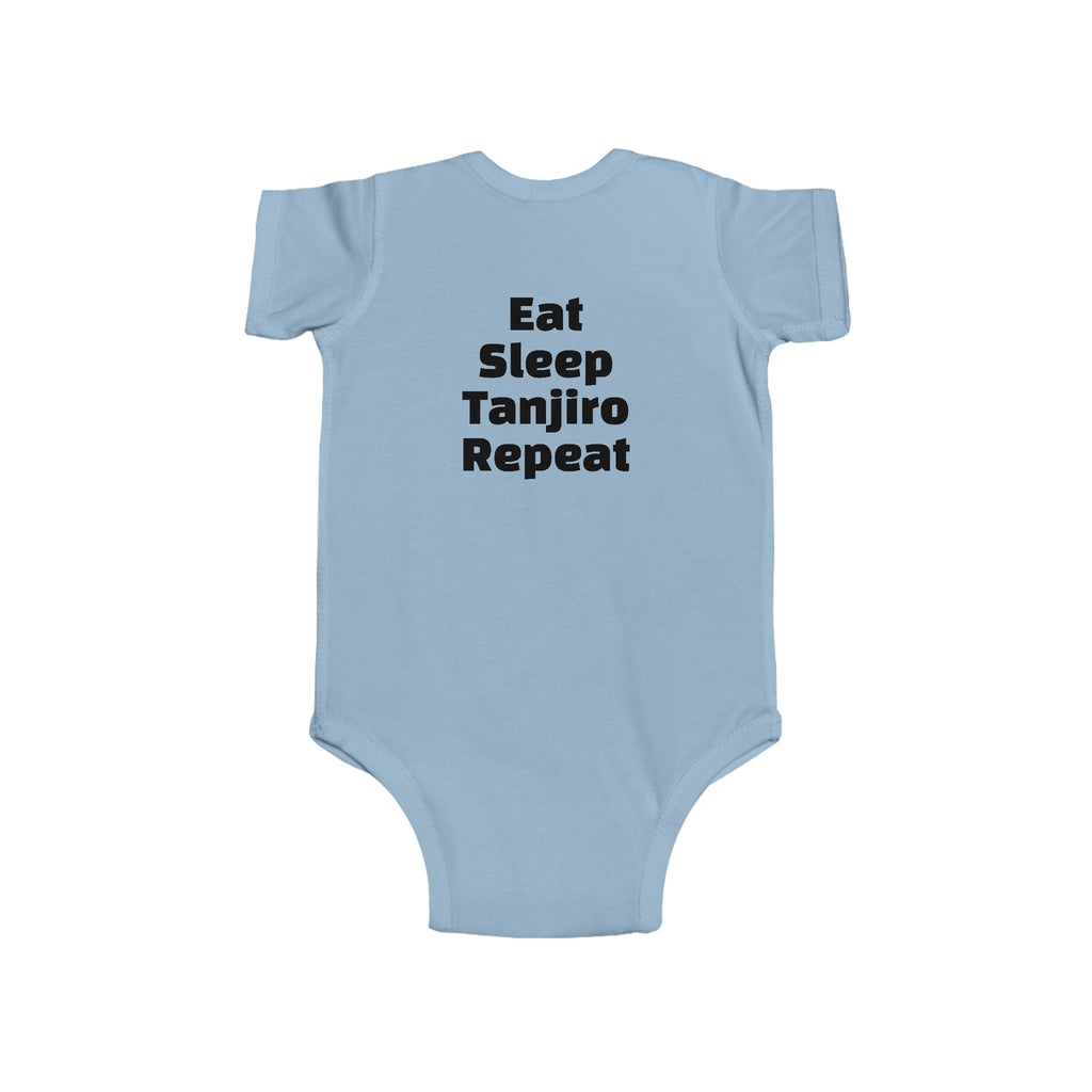 Tanjiro Baby Bodysuit — Chibi Demon Slayer Infant Onesie "Eat Sleep Tanjiro Repeat"