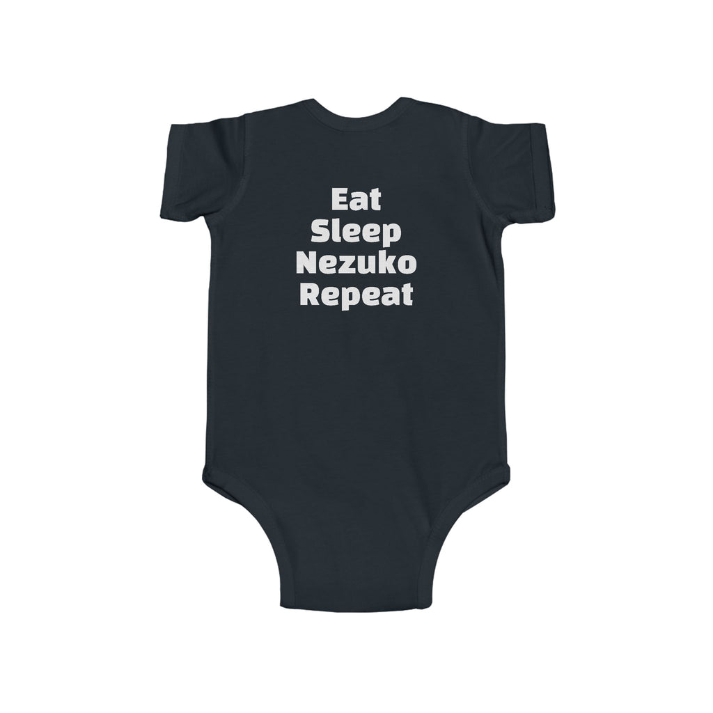 Nezuko Infant Bodysuit - Cute Chibi Character "Eat Sleep Nezuko Repeat" Baby Onesie