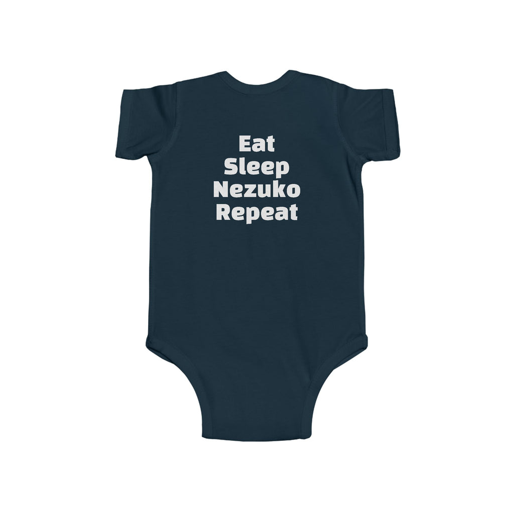Nezuko Infant Bodysuit - Cute Chibi Character "Eat Sleep Nezuko Repeat" Baby Onesie